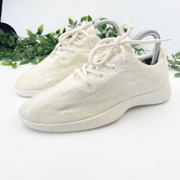 Allbirds ivory Wool Runner Pebble White Sole lace up Running Shoes 8 - Picture 2 of 8